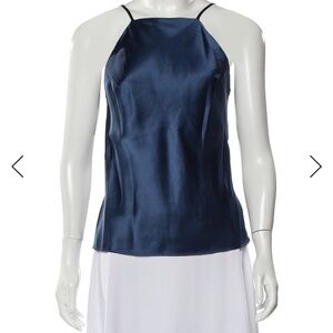 Elegant Navy Blue Fleur du Mal Silk Top